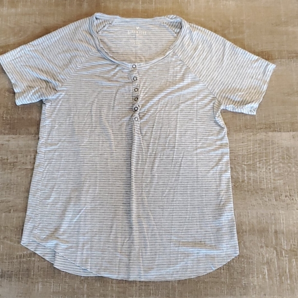 Grey and white striped tee Clearance